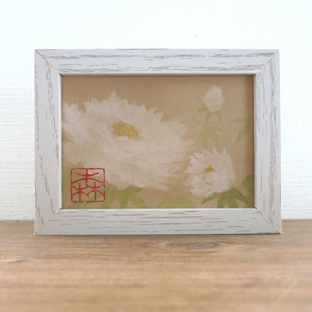 【日本画風原画】白い牡丹の花① ―やわらかな光の中で―